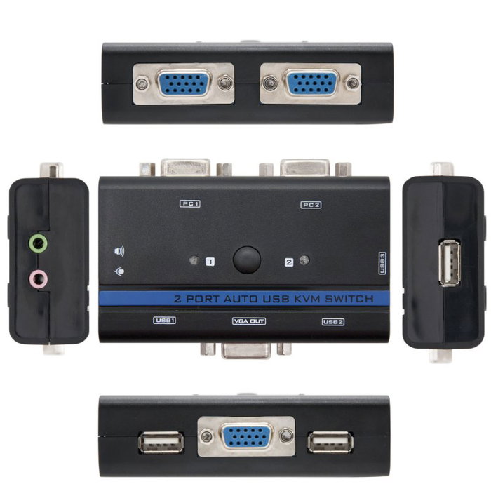Nanocable KVM Switch VGA USB 1U-2PC Negro Nanocable KVM Switch VGA USB 1U-2PC Negro